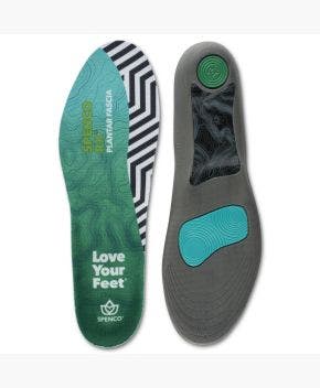 Top and bottom view of Spenco RX Plantar Fascia Insoles on white Background