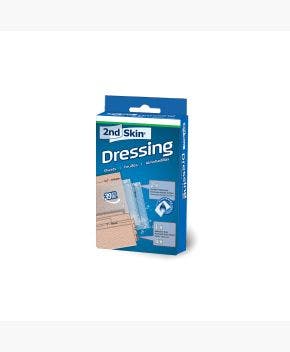 Spenco 2nd Skin Dressing Kit and packaging side by side on white background